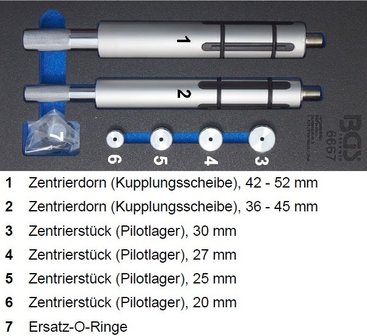 Jeu de centreurs d&rsquo;embrayages pour camions 6 pieces