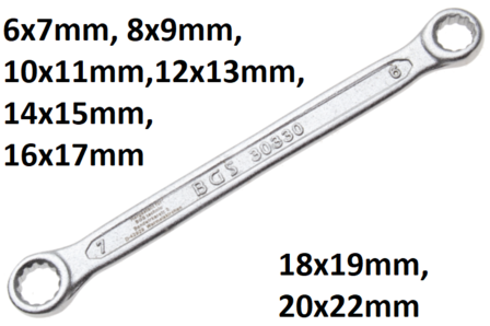 Cle polygonales double embouts extra plate 6x7 mm