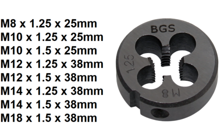 Filieres M8 x 1,25 x 25 mm