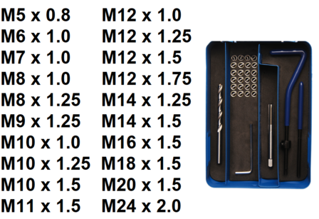 Kit de reparation de filets  M5 x 0,8 - 29 pieces