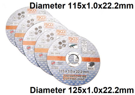 Ensemble de disque de coupe 5 pieces pour acier inoxydable 115 x 1,0 x 22,2 mm