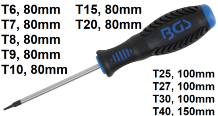 Schroevendraaier, t6 x 80 mm