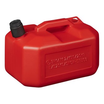 Jerrycan 10L plastique rouge UN-approuve (modele bas)