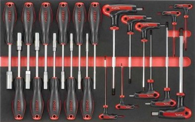 Module mousse de 21 Tournevis a douilles &amp; Cles hexagonales