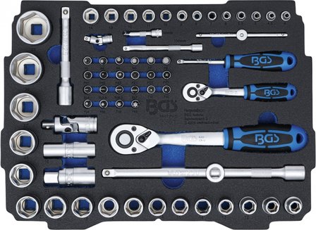 Insert pour Art. BOXSYS1 &amp; 2 : Jeu de douilles 6,3 mm (1/4) / 12,5 mm (1/2) BGS systainer&reg; 65 pieces