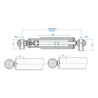 Amortisseur 1300-1800kg CC=250-380 jeu de 2 pieces