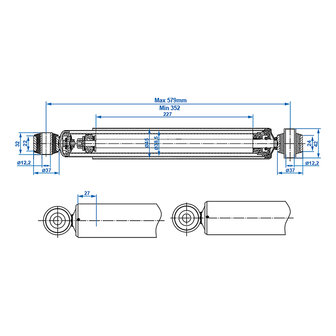 Amortisseur Boge/BPW/Hahn/Peitz 1500-3000kg CC=350-580 1 piece