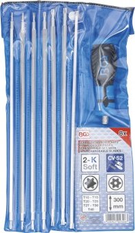 Jeu de tournevis avec lames echangeables Profil T (pour Torx) / profil T (pour Torx Plus) avec per&ccedil;age 8 pieces