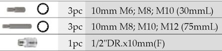 Jeu de 7 embouts XZN (denture multiple)