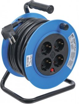 Enrouleur de cable 15 m 3x1,5 mm&sup2; 4 prises de courant IP 20 3000 W