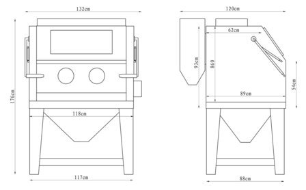 Cabine de sablage 990 l avec aspiration