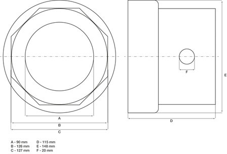 Cle d&rsquo;ecrous de moyeu octogonale pour remorques R.O.R. 127 mm