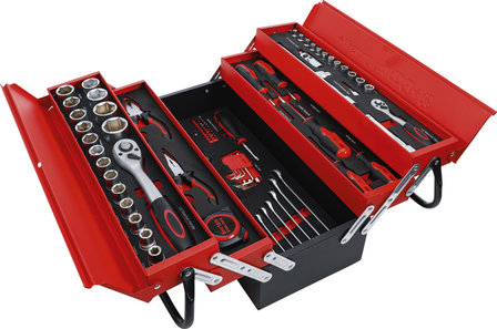 Caisse a outils metallique avec assortiment d&rsquo;outils 86 pieces