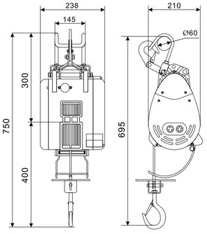 Palan a cable 500 kg sans fil