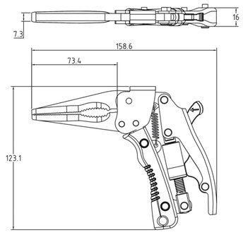 Pince etau a longs becs avec poignee pistolet 170 mm