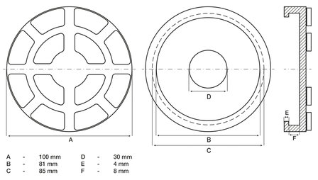 Plato de goma pour pont elevateur &Oslash; 100 mm