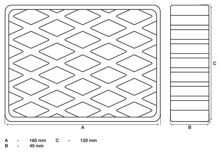 Bgs technic Rubberen pad voor hefplatforms 160 x 120 x 40 mm