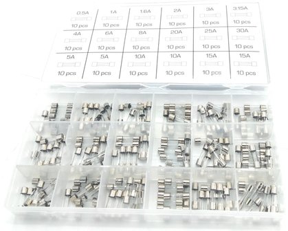 Sterling Assortiment de fusibles en verre a action rapide 0,5A- 15A 180 pieces