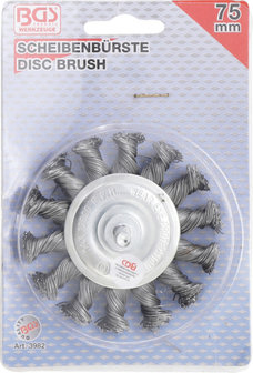 Brosse plate arbre d&#039;entrainement 6 mm tressee 75 mm