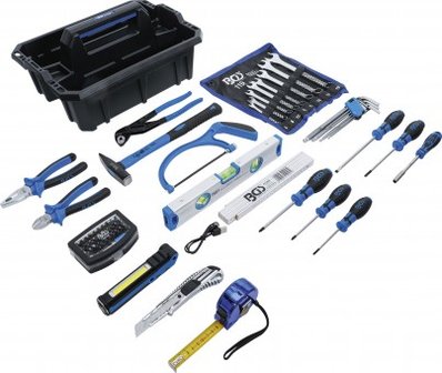 Mallette de transport d&#039;outils en plastique renforce avec assortiment d&#039;outils 66 pieces