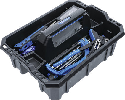 Mallette de transport d&#039;outils en plastique renforce avec assortiment d&#039;outils 66 pieces