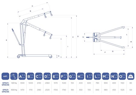 Grue de garage pliante 500kg