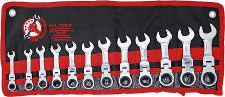 Combinaison Ratchet Ring Wrench Set, extra court, 12 pieces, Offset