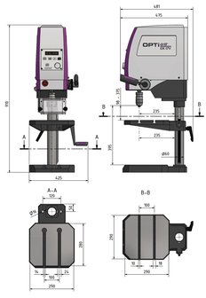 Perceuse d&#039;etabli vario diametre 16 mm 1x230V