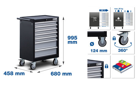 Servante d&#039;atelier 7 tiroirs avec 246 outils