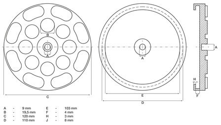 Plato de goma pour pont elevateur &Oslash; 120 mm