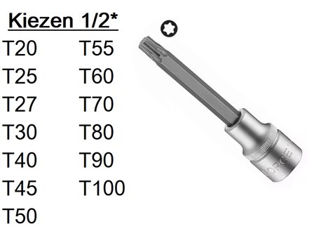 Douilles tournevis Torx 1/2 (100mmL)