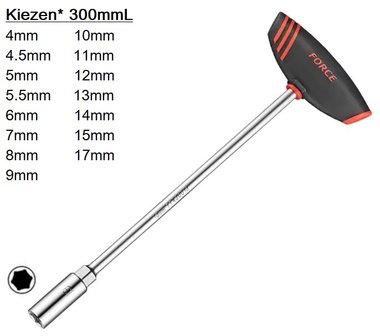 Cles a douille 6 pans poignee en T 4-17mm