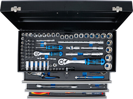 Caisse a outils metallique 3 tiroirs avec 147 outils