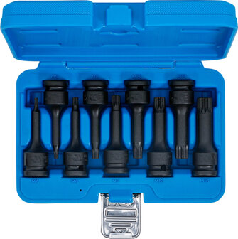 Ensemble de prise de bits impact de 9 pieces, Spline, M4-16, 1/2