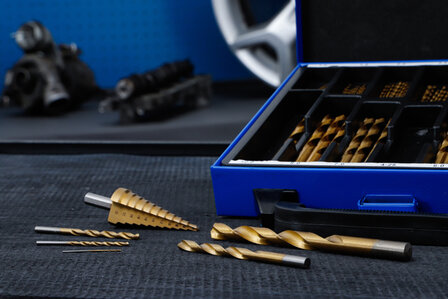 119 pieces Twist &amp; Step Drill Set HSS Titanium Coated, 1-10 mm