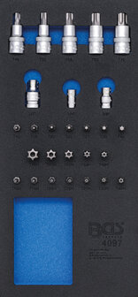 Plateau d&#039;outils 1/3: Assortiment de douilles et de douilles de bits 27 pcs.