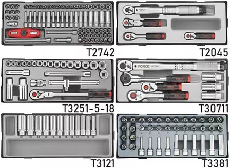 Chariot a outils jumbo noir avec 8 tiroirs et 365 outils (EVA)