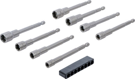 Socket Set, extra long, avec 6 pt. arbre de forage, 6-13 mm