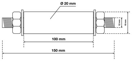 Kit d&rsquo;essieux pour roue de brouette &Oslash; 20 mm