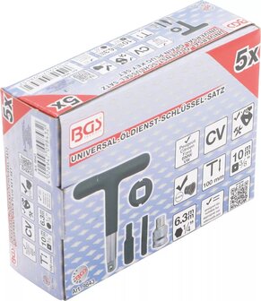 Jeu de cles universelles de service d&rsquo;huile pour bouchons de vidange d&rsquo;huile en matiere plastique (1/4) / (3/8) 5 pieces