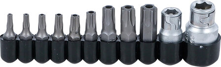 Jeu dembouts 10 mm (1/4) / 10 mm (3/8) profil T (pour Torx) avec percage 11 pieces