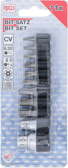 Jeu dembouts 10 mm (1/4) / 10 mm (3/8) profil T (pour Torx) avec percage 11 pieces