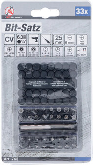 Jeu d&#039;embouts courts (1/4) divers profils 33 pieces