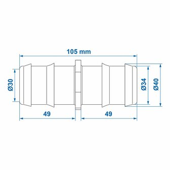 Passe-fil droit 40mm chaque