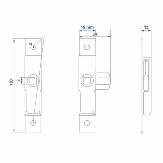 Serrure a petite bo&icirc;te 100x19mm sous blister