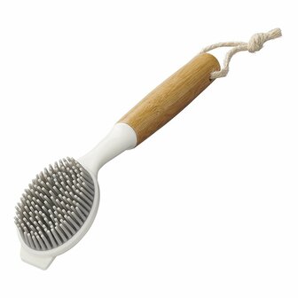 Brosse a vaisselle en silicone 24,5 cm de diametre 7 cm x 5 cm en bambou