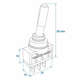 Interrupteur a bascule LED rouge 12V-max. 20A sous blister