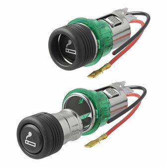 Bo&icirc;tier allume-cigare encastre avec eclairage 12V/24V