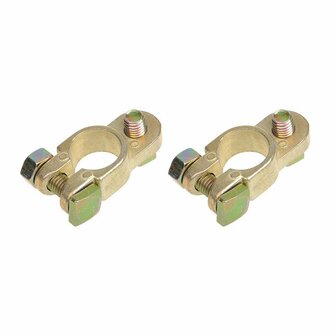 Jeu de pinces de bornes de batterie (+) et (-) avec boulon sous blister