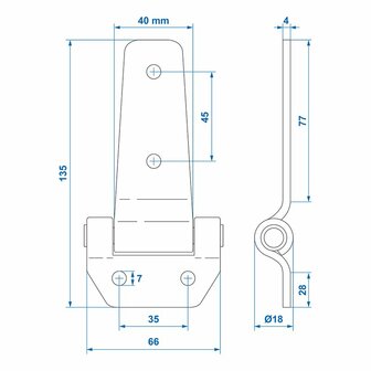 Charniere papillon 135x65mm sous blister